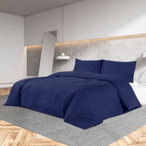 Ensemble De Housse De Couette Bleu Marine 200x200 Cm Coton