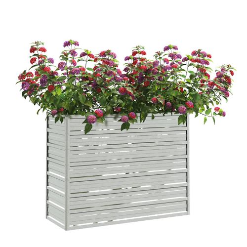 Jardinière De Jardin 100x40x77 Cm Acier Galvanisé Argenté