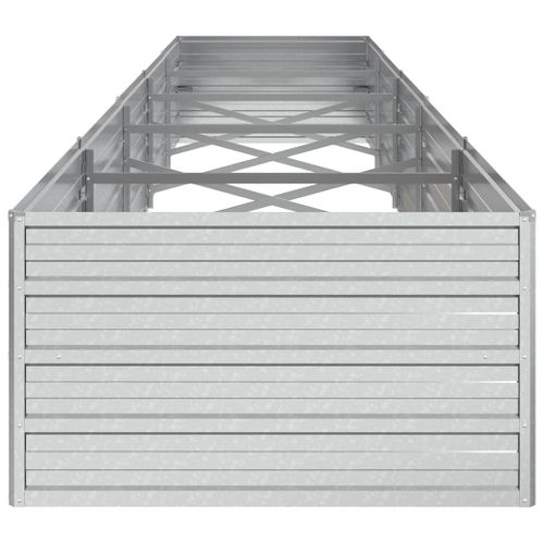 Jardinière De Jardin 400x80x45 Cm Acier Galvanisé Argenté