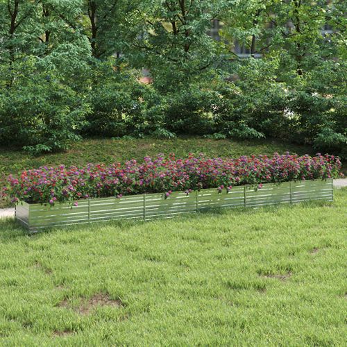 Jardinière De Jardin 600x80x45 Cm Acier Galvanisé Argenté