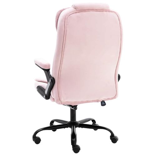 Chaise De Bureau Massage Avec Support Lombaire Chauffant 4d et Mousse Mémoire Velours Rose