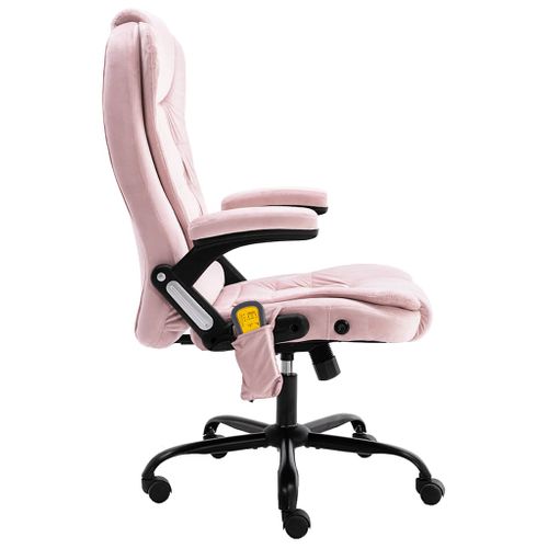 Chaise De Bureau Massage Avec Support Lombaire Chauffant 4d et Mousse Mémoire Velours Rose