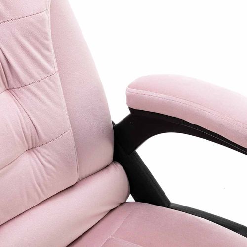 Chaise De Bureau Massage Avec Support Lombaire Chauffant 4d et Mousse Mémoire Velours Rose