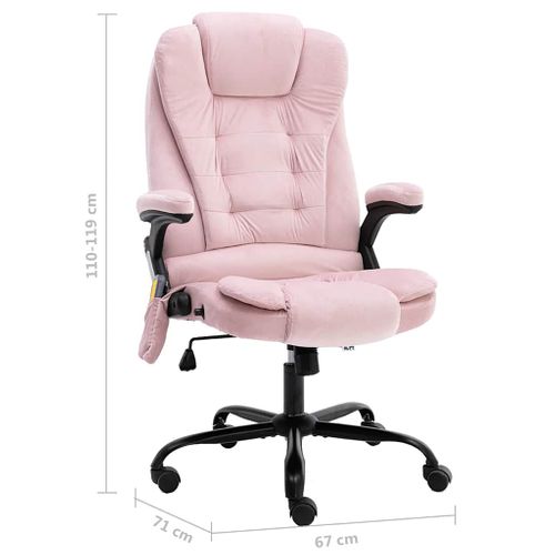 Chaise De Bureau Massage Avec Support Lombaire Chauffant 4d et Mousse Mémoire Velours Rose