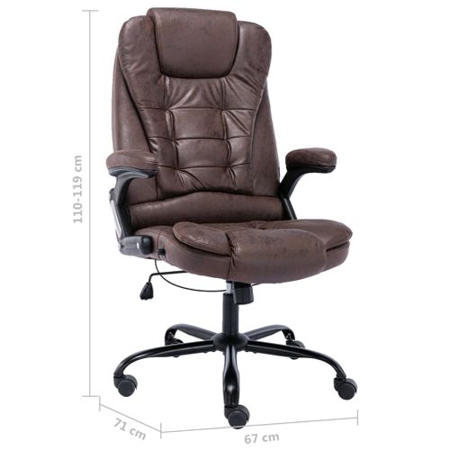 Chaise De Bureau Marron Foncé Simili Daim