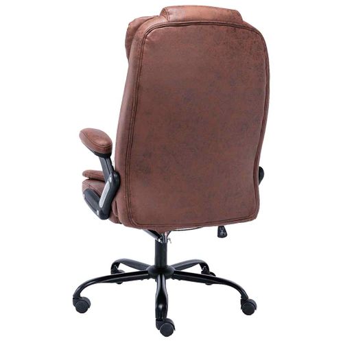 Chaise De Bureau Massage Avec Support Lombaire Ajustable Simili Suède Clair Marron