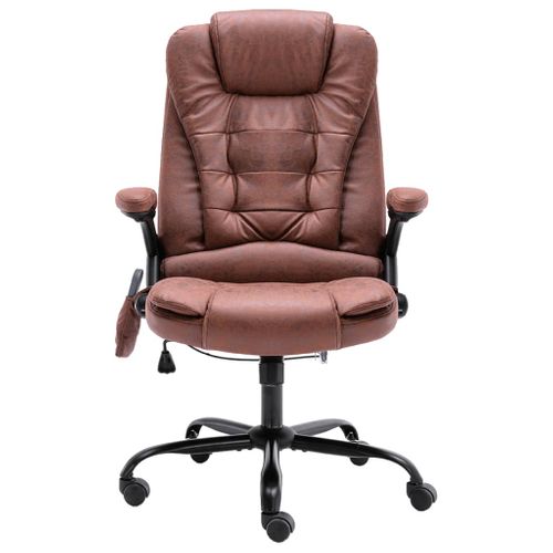 Chaise De Bureau Massage Avec Support Lombaire Ajustable Simili Suède Clair Marron