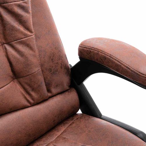 Chaise De Bureau Massage Avec Support Lombaire Ajustable Simili Suède Clair Marron