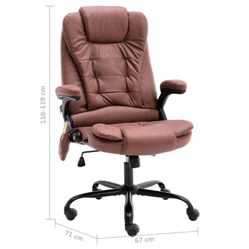 Chaise De Bureau Massage Avec Support Lombaire Ajustable Simili Suède Clair Marron