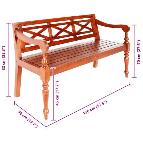 Banc Batavia 123 Cm Bois D'acajou Massif Marron Foncé