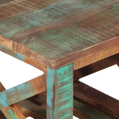 Table D'appoint Avec Roulettes 40x40x42 Cm Bois De Récupération