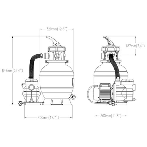 Filtre à Sable De Piscine Avec Préfiltre Noir