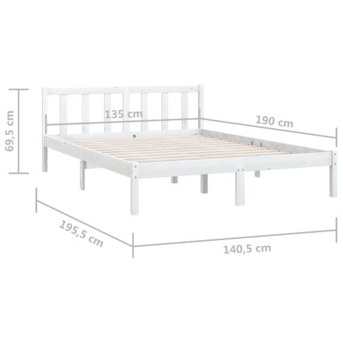 Cadre De Lit Sans Matelas Blanc Bois Massif 135x190