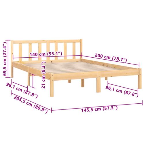 Cadre De Lit Sans Matelas Bois Massif 140x200 Cm