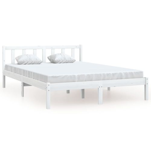 Cadre De Lit Sans Matelas Blanc Bois Massif 140x200 Cm
