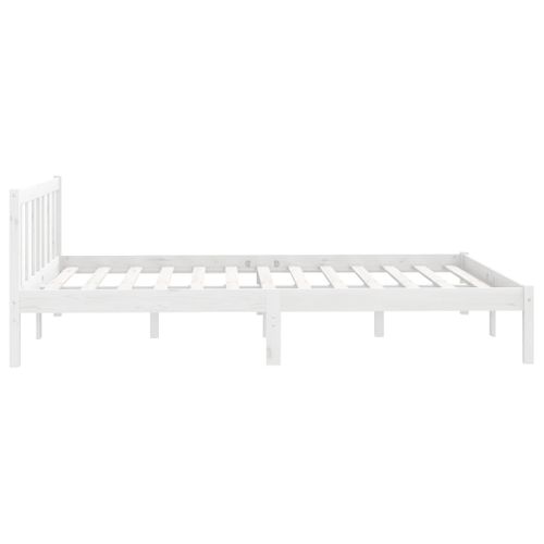 Cadre De Lit Sans Matelas Blanc Bois Massif 140x200 Cm