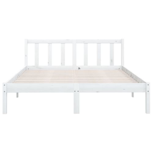 Cadre De Lit Sans Matelas Blanc Bois De Pin Massif 150x200