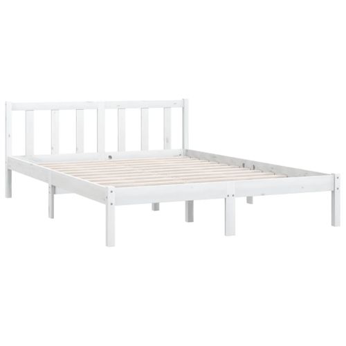 Cadre De Lit Sans Matelas Blanc Bois De Pin Massif 150x200