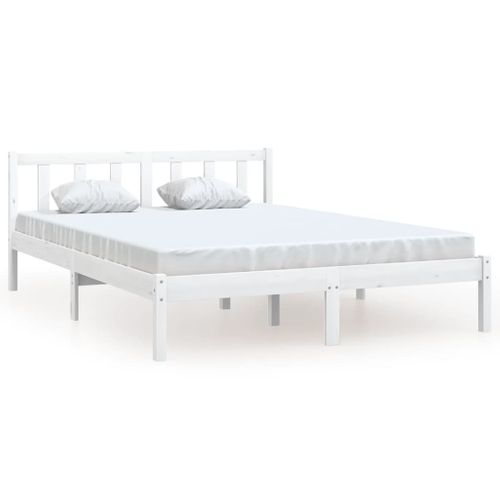 Cadre De Lit Sans Matelas Blanc Bois De Pin Massif 150x200