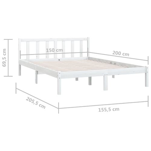 Cadre De Lit Sans Matelas Blanc Bois De Pin Massif 150x200