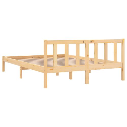 Cadre De Lit Lot 1 Bois Massif Pin Naturel 160x200 Cm Double Haut Robuste