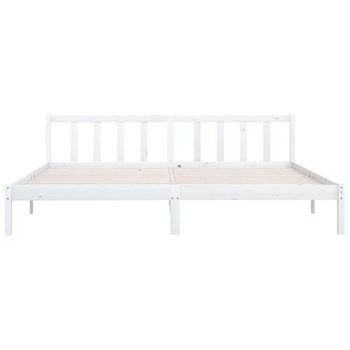 Cadre De Lit Sans Matelas Blanc Bois Massif 200x200 Cm