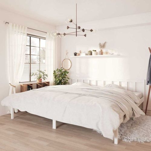 Cadre De Lit Sans Matelas Blanc Bois Massif 200x200 Cm