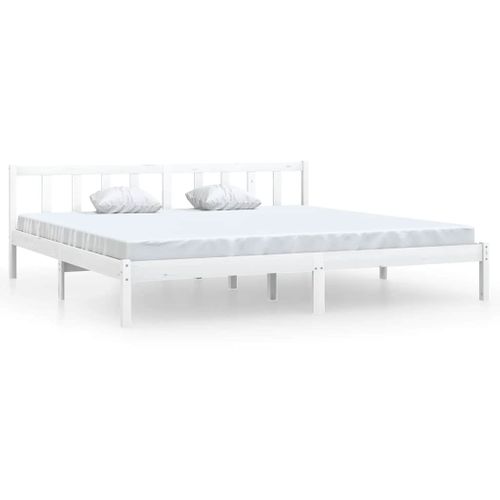 Cadre De Lit Sans Matelas Blanc Bois Massif 200x200 Cm