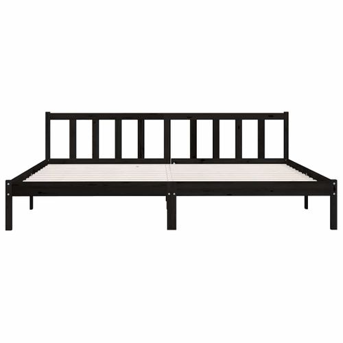 Cadre De Lit Sans Matelas Noir Bois Massif 200x200 Cm