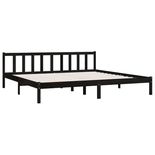 Cadre De Lit Sans Matelas Noir Bois Massif 200x200 Cm