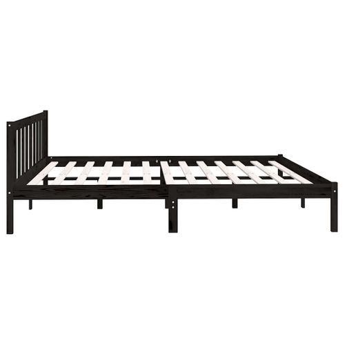 Cadre De Lit Sans Matelas Noir Bois Massif 200x200 Cm