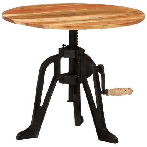Table D'appoint 60x(42-62) Cm Bois Massif D'acacia Et Fonte