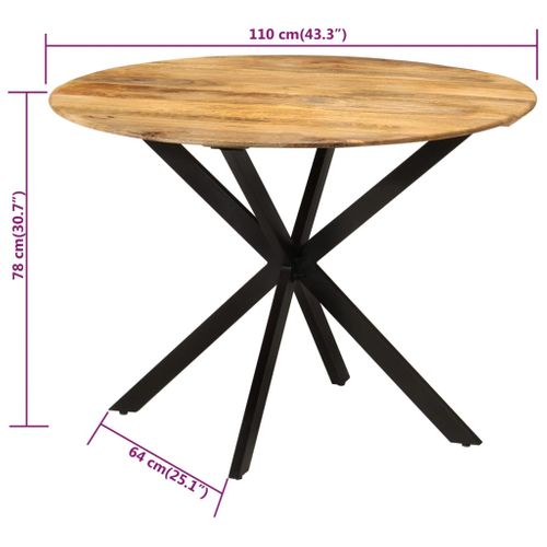 Table à Dîner Ø110x78 Cm Bois De Manguier Massif Et Acier