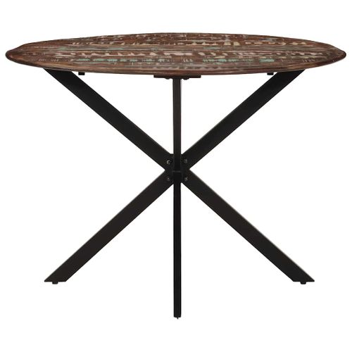 Table à Dîner Ø110x78 Cm Bois De Récupération Massif Et Acier