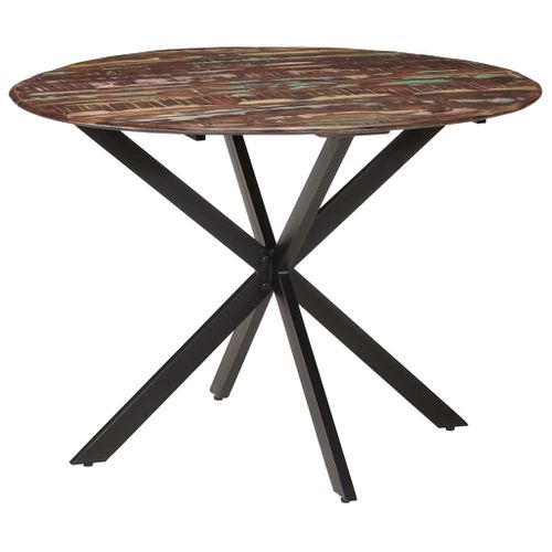 Table à Dîner Ø110x78 Cm Bois De Récupération Massif Et Acier