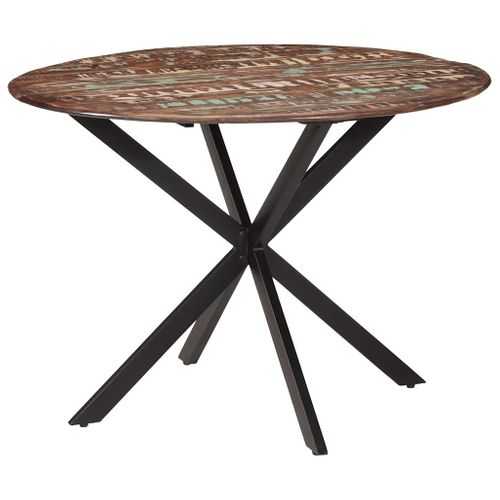 Table à Dîner Ø110x78 Cm Bois De Récupération Massif Et Acier