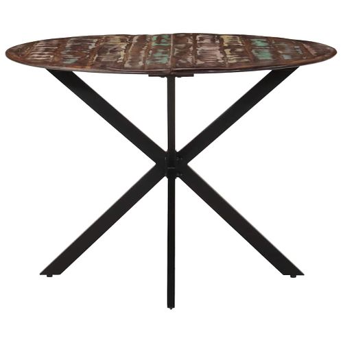 Table à Dîner Ø110x78 Cm Bois De Récupération Massif Et Acier