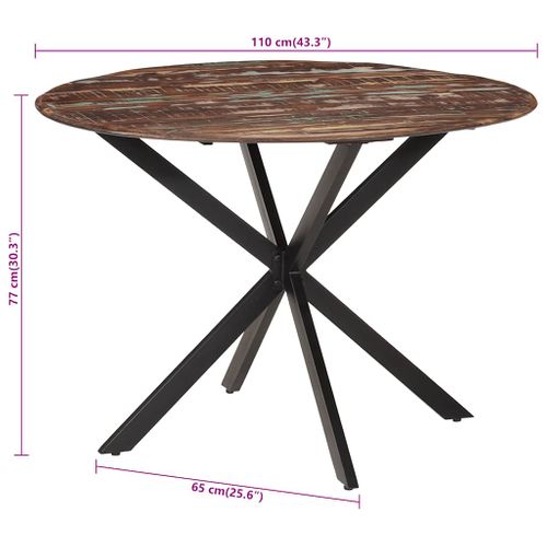 Table à Dîner Ø110x78 Cm Bois De Récupération Massif Et Acier