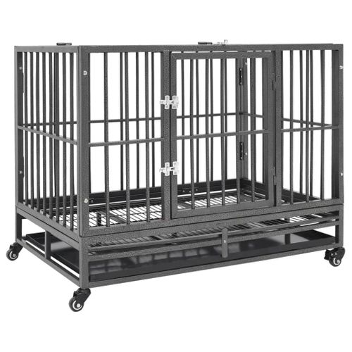 Cage Pour Chiens Avec Roues Acier 92x62x76 Cm