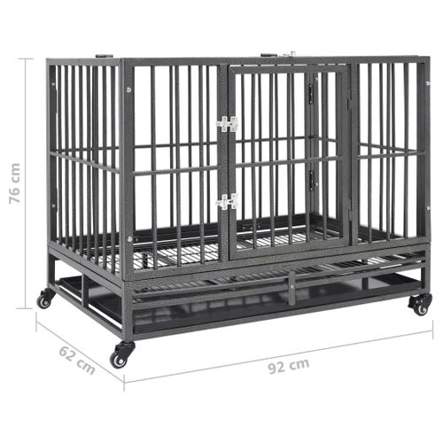 Cage Pour Chiens Avec Roues Acier 92x62x76 Cm