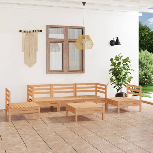 Salon De Jardin 6 PCs Bois De Pin Massif
