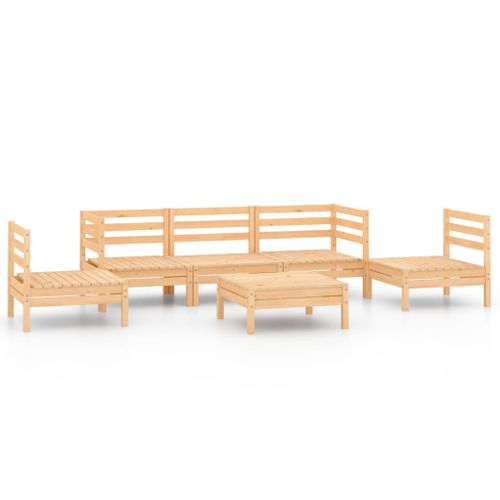 Salon De Jardin 6 PCs Bois De Pin Massif