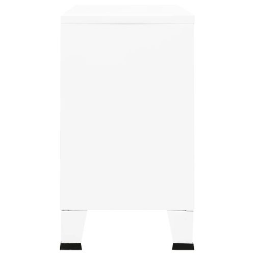 Buffet Industriel Blanc 105x35x62 Cm Métal Et Verre