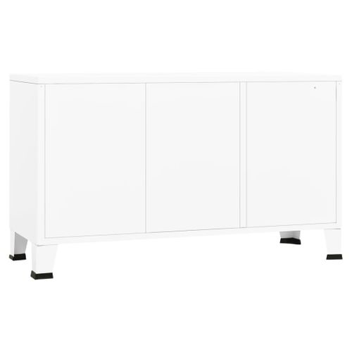 Buffet Industriel Blanc 105x35x62 Cm Métal Et Verre