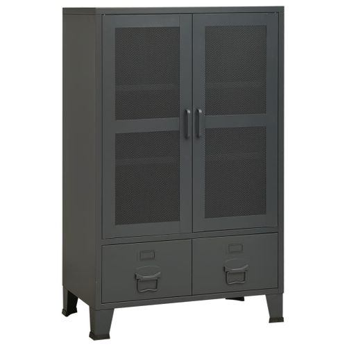 Coffre De Rangement Industriel Anthracite 70x40x115 Cm Métal