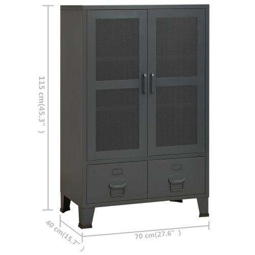 Coffre De Rangement Industriel Anthracite 70x40x115 Cm Métal