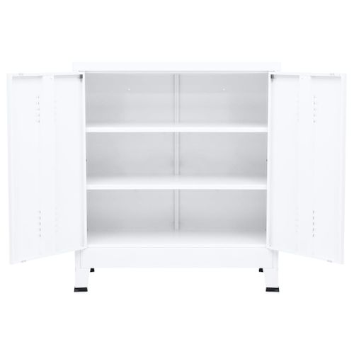 Coffre De Rangement Industriel Blanc 90x40x100 Cm Acier