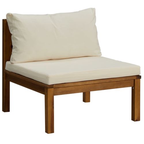 Salon De Jardin 3 Pièces Avec Coussin Crème Bois D'acacia Solide