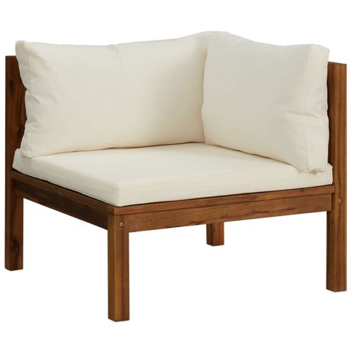 Salon De Jardin 3 Pièces Avec Coussin Crème Bois D'acacia Solide
