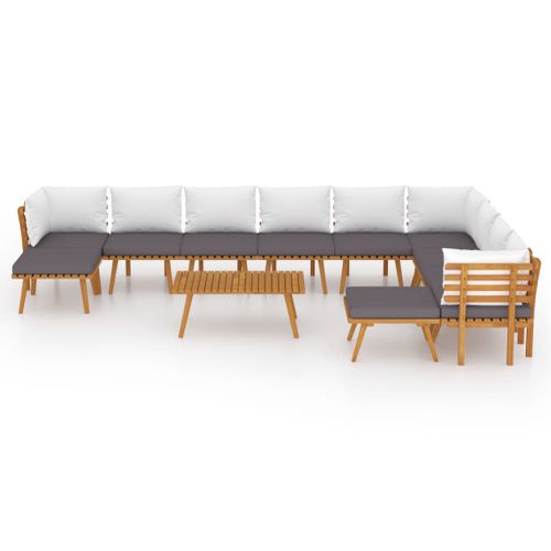 Salon De Jardin 12 Pièces Avec Coussins Bois D'acacia Solide